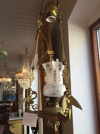 Brennforgyllt parafinlampe ca 1850