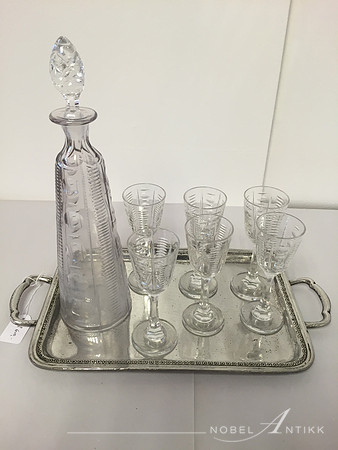 Karaffel,6 snapsglass ca 1900