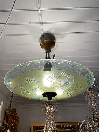 Plafond Art Deco i råglass Glössner